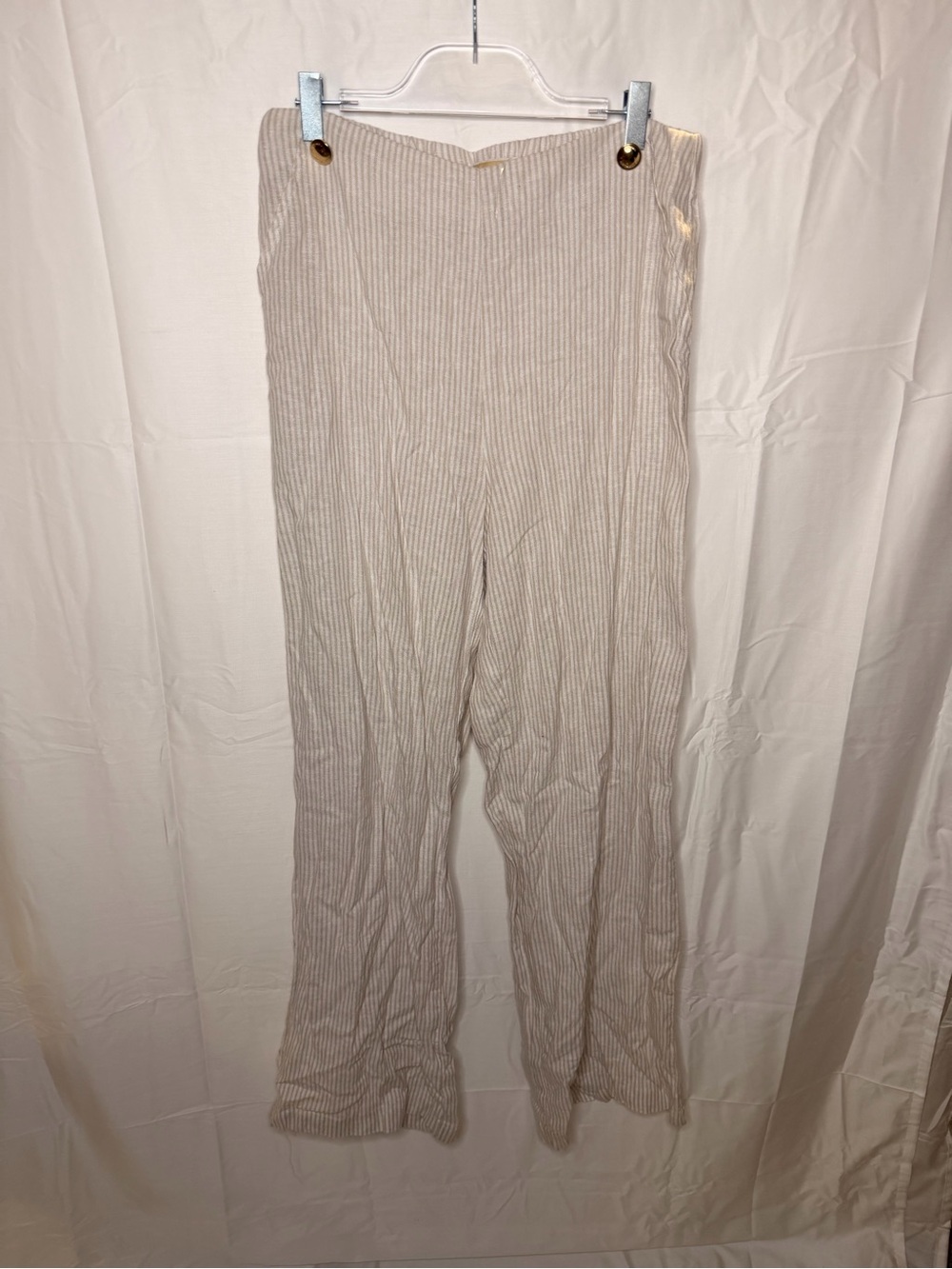 MICHAEL Michael Kors Cream Pinstripe Wide-Leg Pants